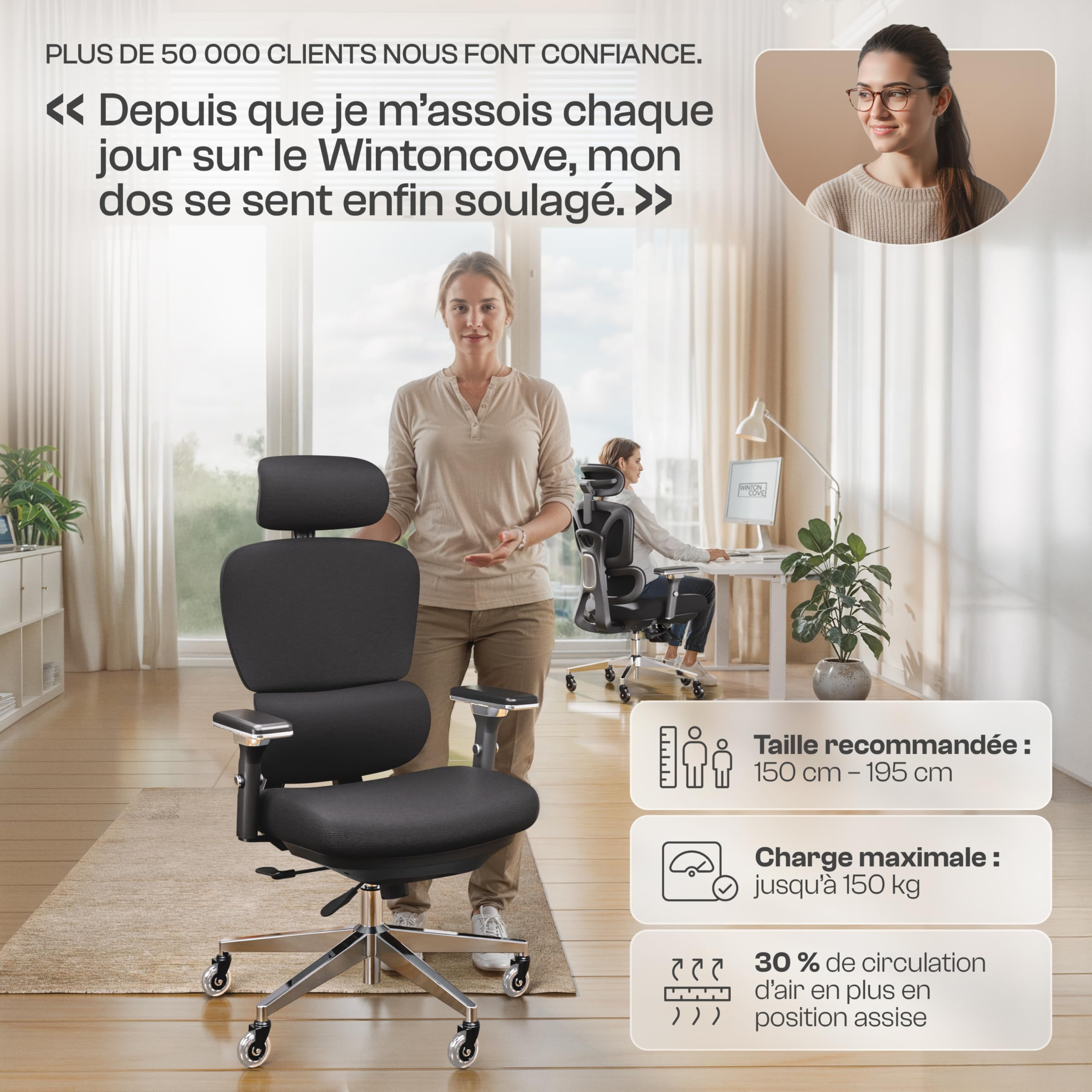 Merlin Chaise de Bureau Ergonomique [TESTÉ ET APPROUVÉ]