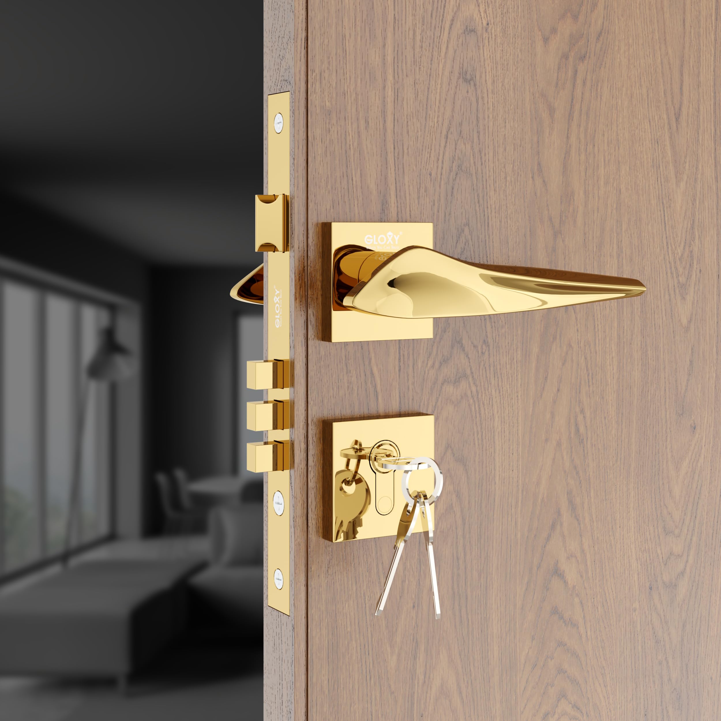 GLOXY Brass Mortise Lock for Doors | Mortise Door Lock Handle for Main & Internal Doors in Residential & Commercial Spaces | Durable Lock Body & 3 Keys Included | Gold Finished (B0CX1V5N9G) Amazon Price History, Amazon Price Tracker