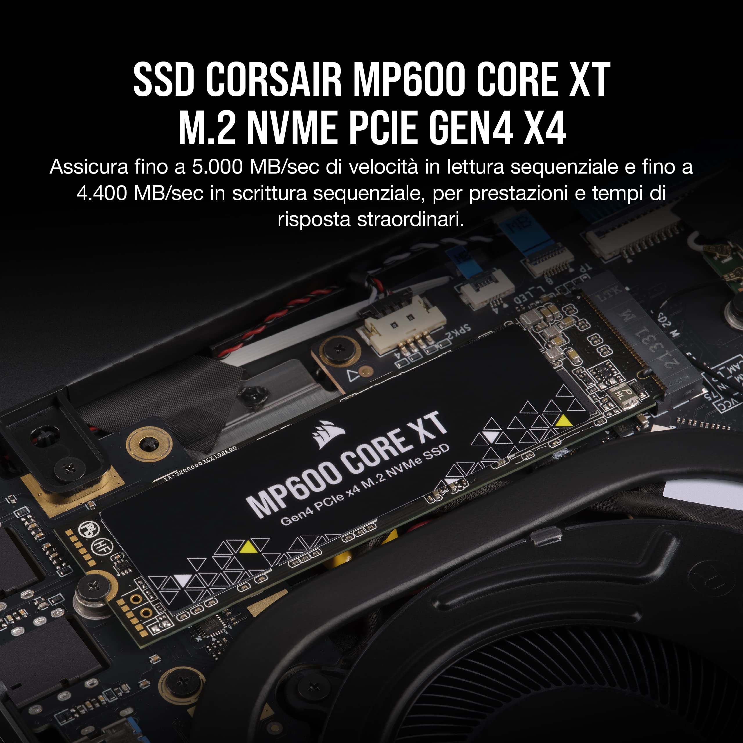 Corsair MP600 CORE XT 1TB PCIe Gen4 x4 NVMe M.2 SSD – NAND QLC ad Alta Densità – M.2 2280 – Compatibile con DirectStorage - Up to 5,000MB/sec – Ideale per Notebook e Desktop PCIe 4.0 – Nero