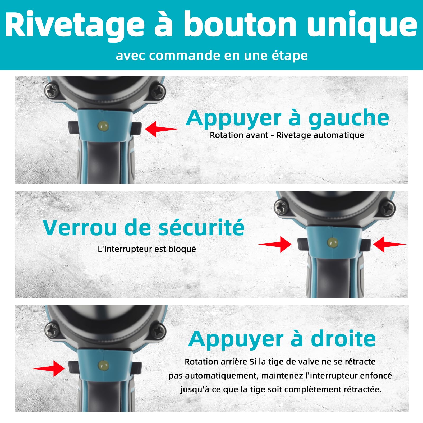 Pince à riveter sans balais avec lumière LED, compatible avec les batteries Makita Li-Ion 18 V, idéale pour les chantiers, les réparations automobiles et le bricolage, sans batterie