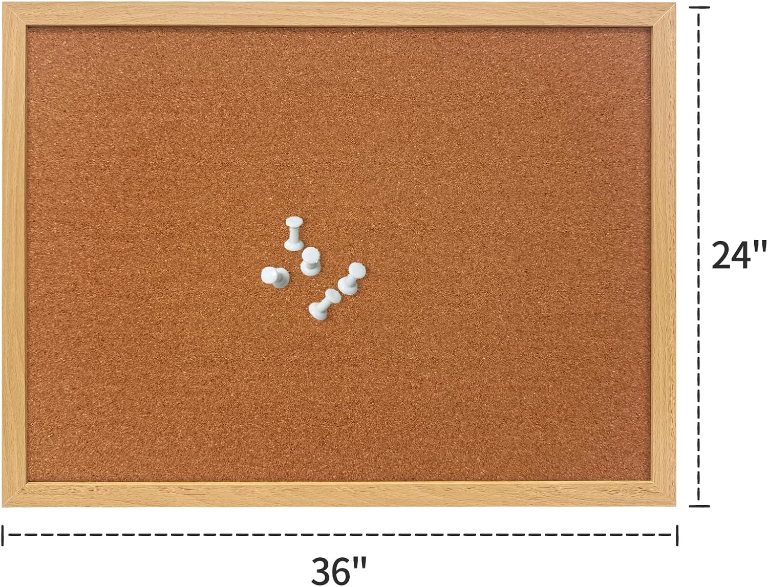 Cork Bulletin Board, 24 X 36 inches with Oak Wood Finish Frame, for Wall Office Home and School