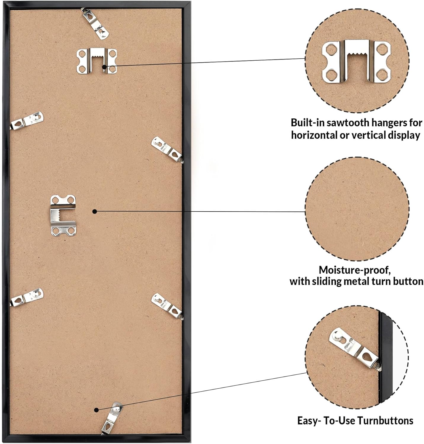 LaVie Home 8x20 Picture Frame for Wall Display, 8x20 Black Picture Frame with HD Plexiglas, 8 x 20 Frame 1 Pack, Display Frame for Vertical or Horizontal, Classic Collection