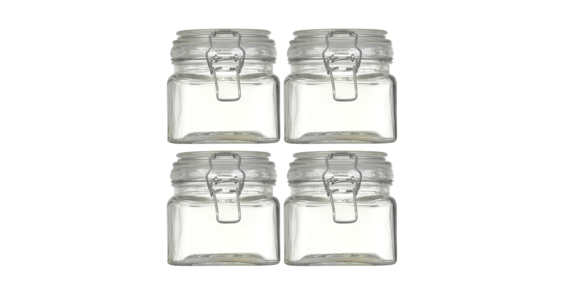 Amazon.com: BFL Square Glass Jars with Clasp Lids, 20oz Food