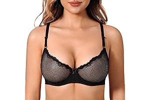 Women's Sheer Mesh Balconette Bra: Enchanting Allure and Support