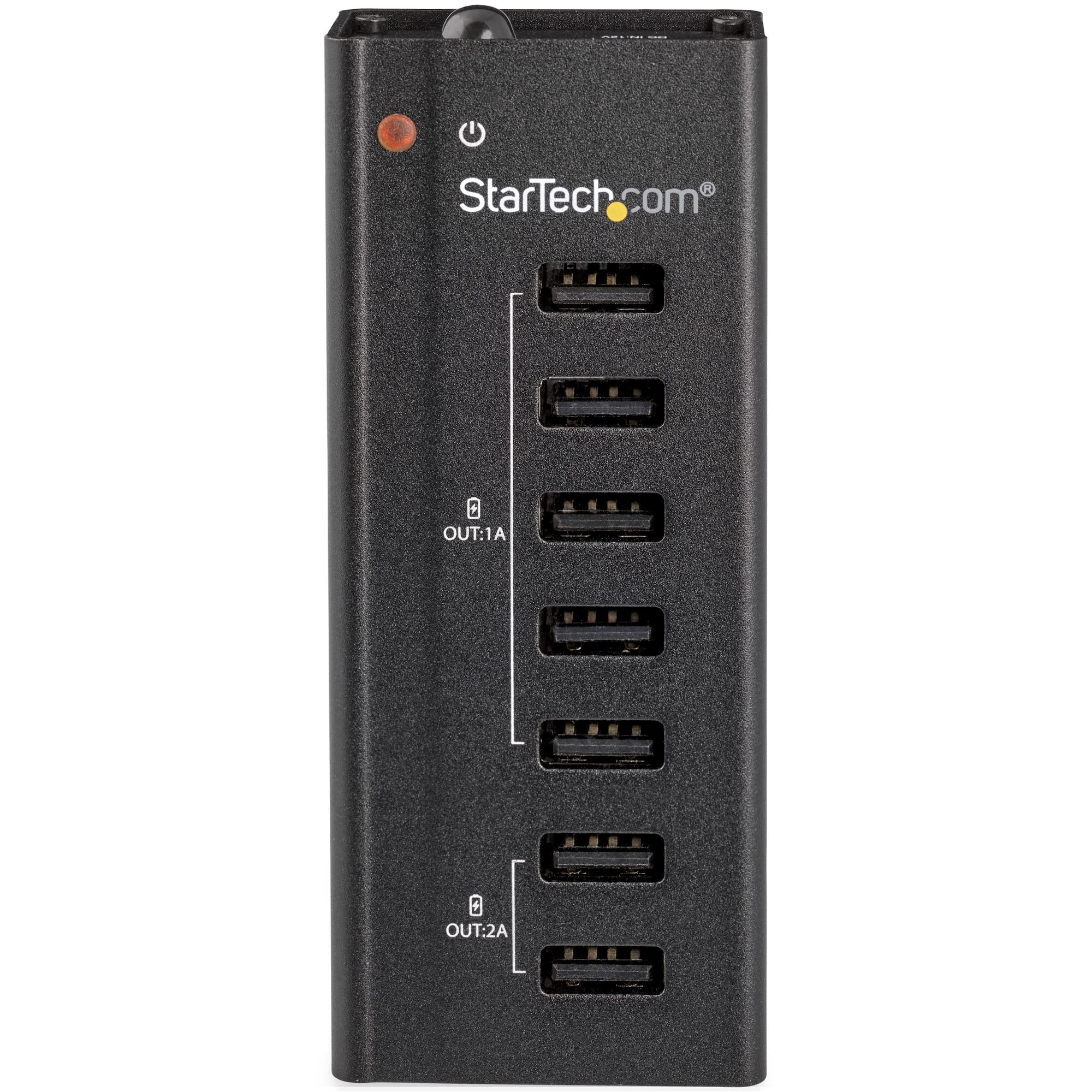 StarTech.com Stazione Ricarica a 7 porte USB con 5x Porte 1A e 2x Porte 2A - Hub per dispositivi multipli (ST7C51224EU) | Hub di Ricarica Compatto, Ricarica Simultanea, Ricarica Rapida e Sicura
