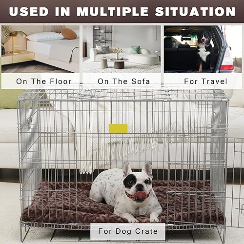 Miniatura 5 de Tapete lavable reversible para cama de perro, suave y esponjoso, colchón para perros grandes, jumbo, medianos y pequeños, 29 x 18 pulgadas, marrón