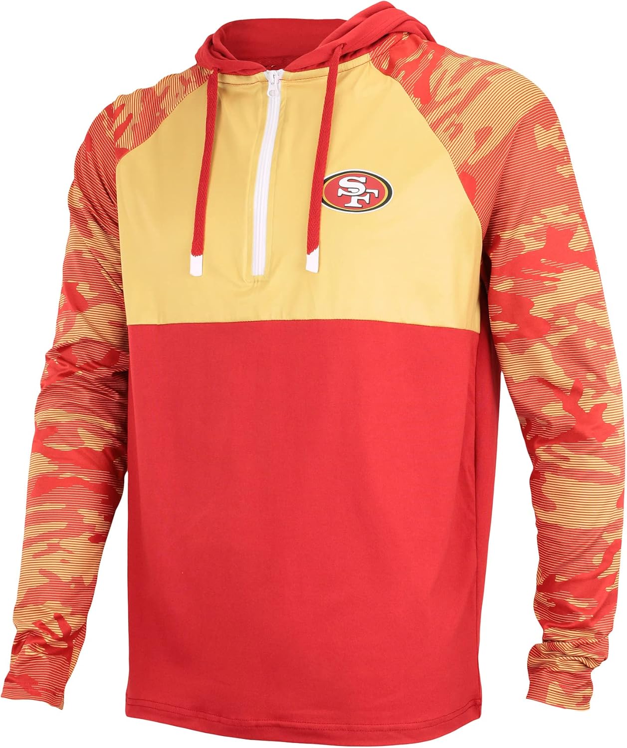 Zubaz NFL Men's Team Color Block Lightweight 1/4 Zip Hoodie with Camo Lines (Small - 5XL)
