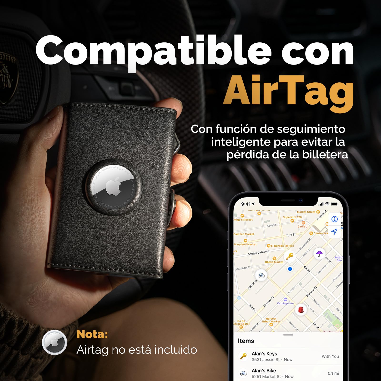Cartera para Hombre, Cartera RFID Smart Wallet for Men, Compact Monedero para Hombre para 12 Tarjetas, Monedero con Compartimento para Monedas y ID Ventana