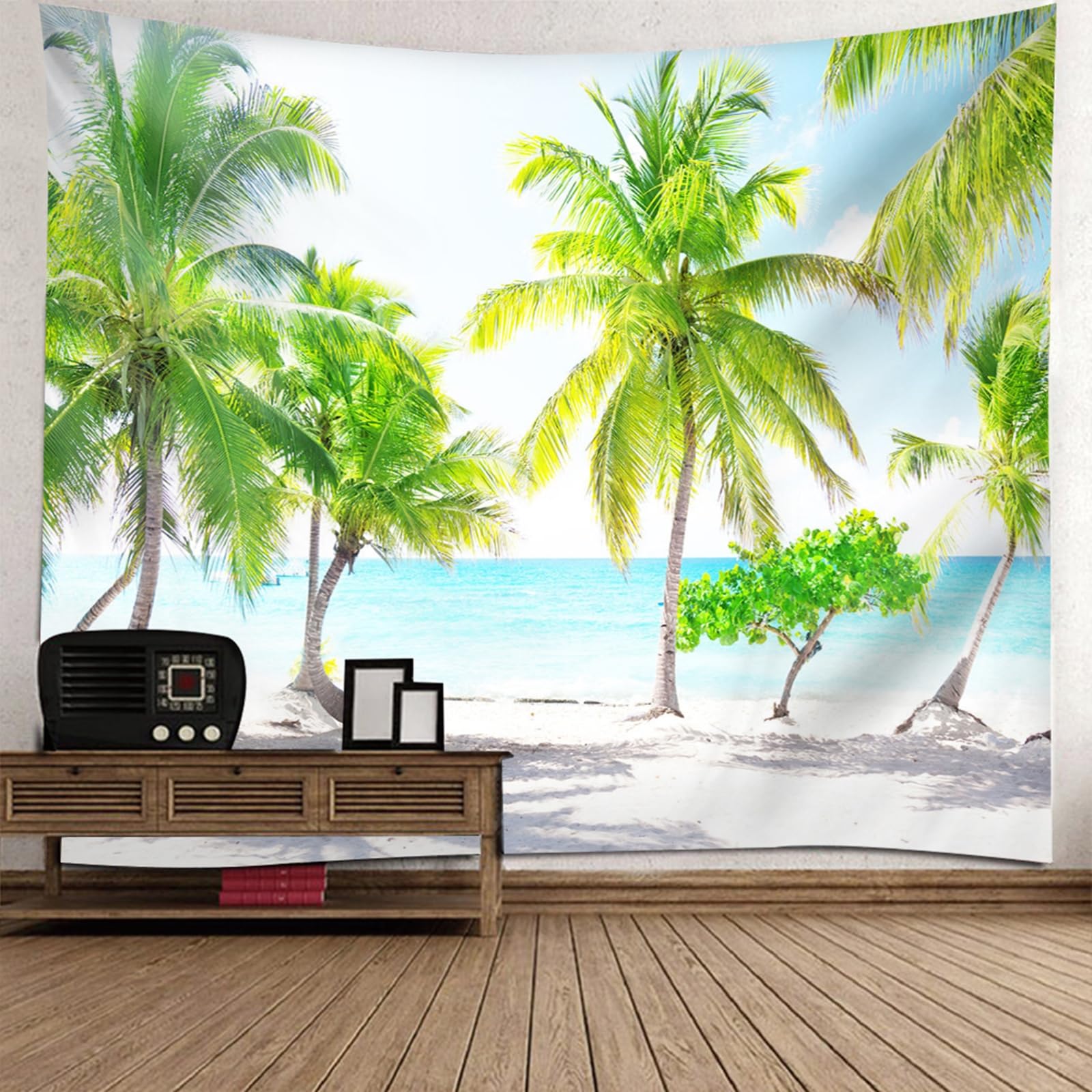 RDSGYZ Wandbehang Stoff Schlafzimmer, Wandteppich Landschaft Motiv Groß 350x256CM Kokospalmen Meer Wandvorhang Wandbehang Tuch Wanddeko für Kinderzimmer Schlafzimmer