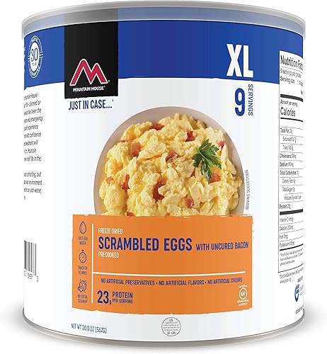 Miniatura 2 de Mountain House Huevos revueltos con tocino | Supervivencia liofilizada y alimentos de emergencia | Lata #10 + Mountain House Chili Mac con carne de