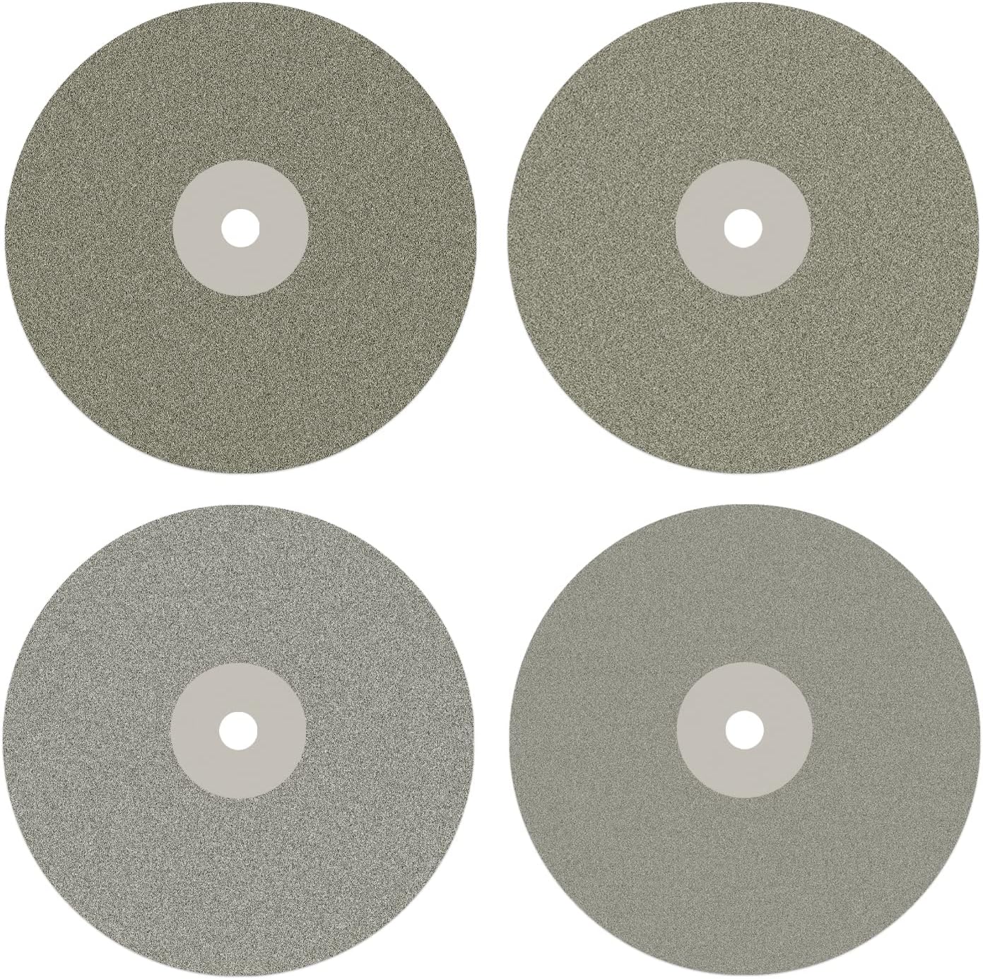 DZQ 4PCS Diamond Flat Lap Wheel Disc 6" x 1/2" Arbor Hole Abrasive Grit 80 120 240 320 for Cutting or Sanding Stone and Glass
