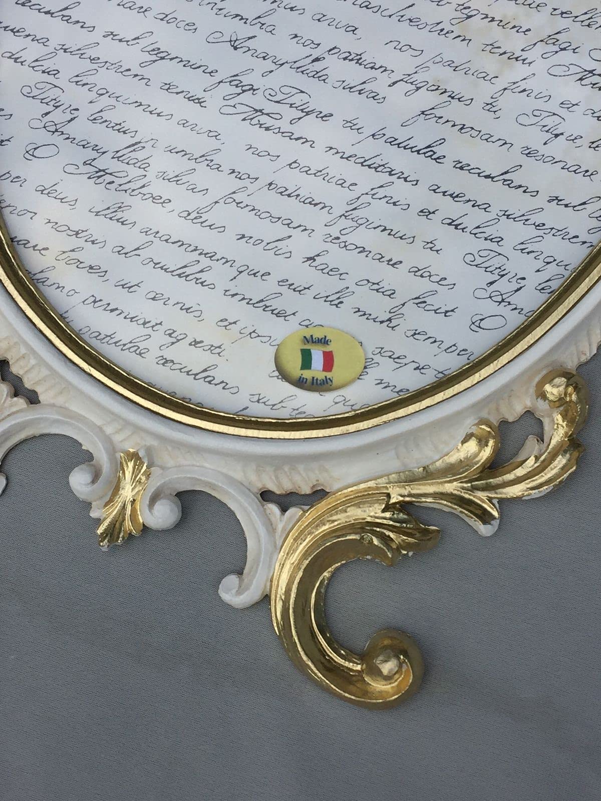 Barock Bilderrahmen Barock Elfenbein Weiß Gold Oval Antik mit Glas 43x27 Bilderrahmen Beige Fotorahmen C531