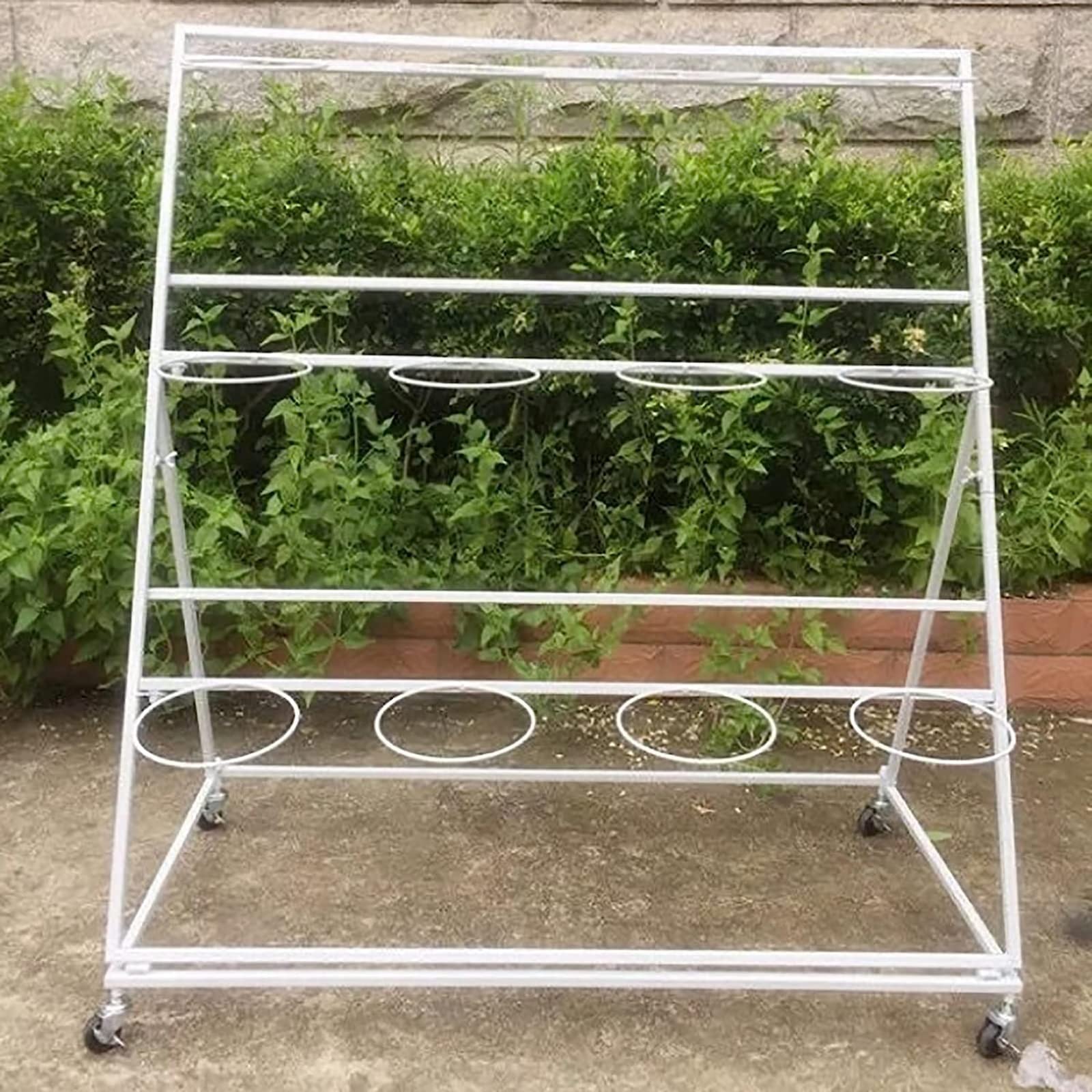 Metalen plantenstandaard, met wielen, 3-laags bloemenstandaard hoek getrapte plantenbak rek bloempot houder voor plantenweergave in tuin balkon, bloemenwinkel kunst decor planken
