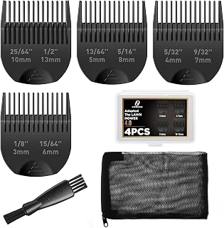 Guards Compatible with Manscaped The Lawn Mower 4.0, 4 Pack 8 Cutting Lengths from 1/8"-1/2" Inch with Brush, Organizer and Bag, Guide Comb for Manscaped 4.0 Attachments