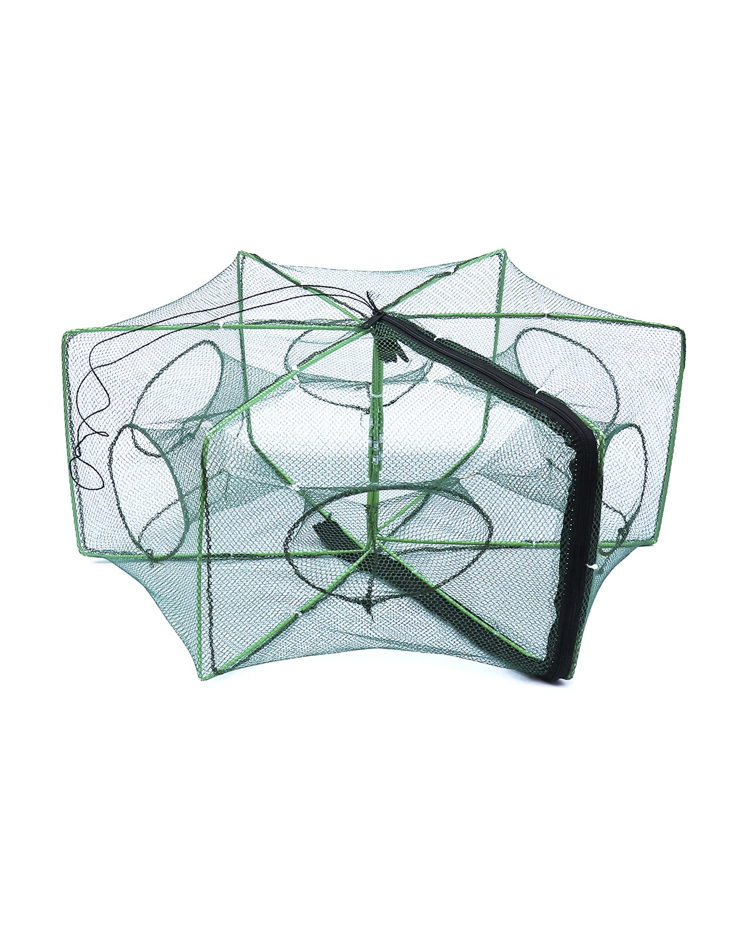 QWORK® Foldable Fishing Net, Nylon Crab Net, Shrimp Net, Perfect For Crab, Crayfish, Eel, Shrimp, 6 Holes