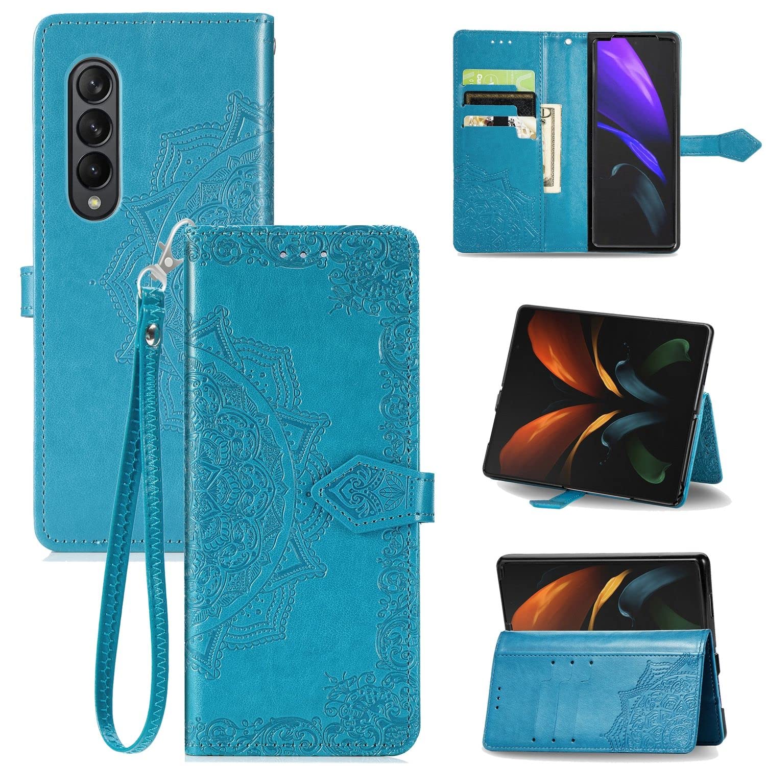 Coque Samsung Galaxy Z Fold4 5G bleu rigide étui protection rigide - 6