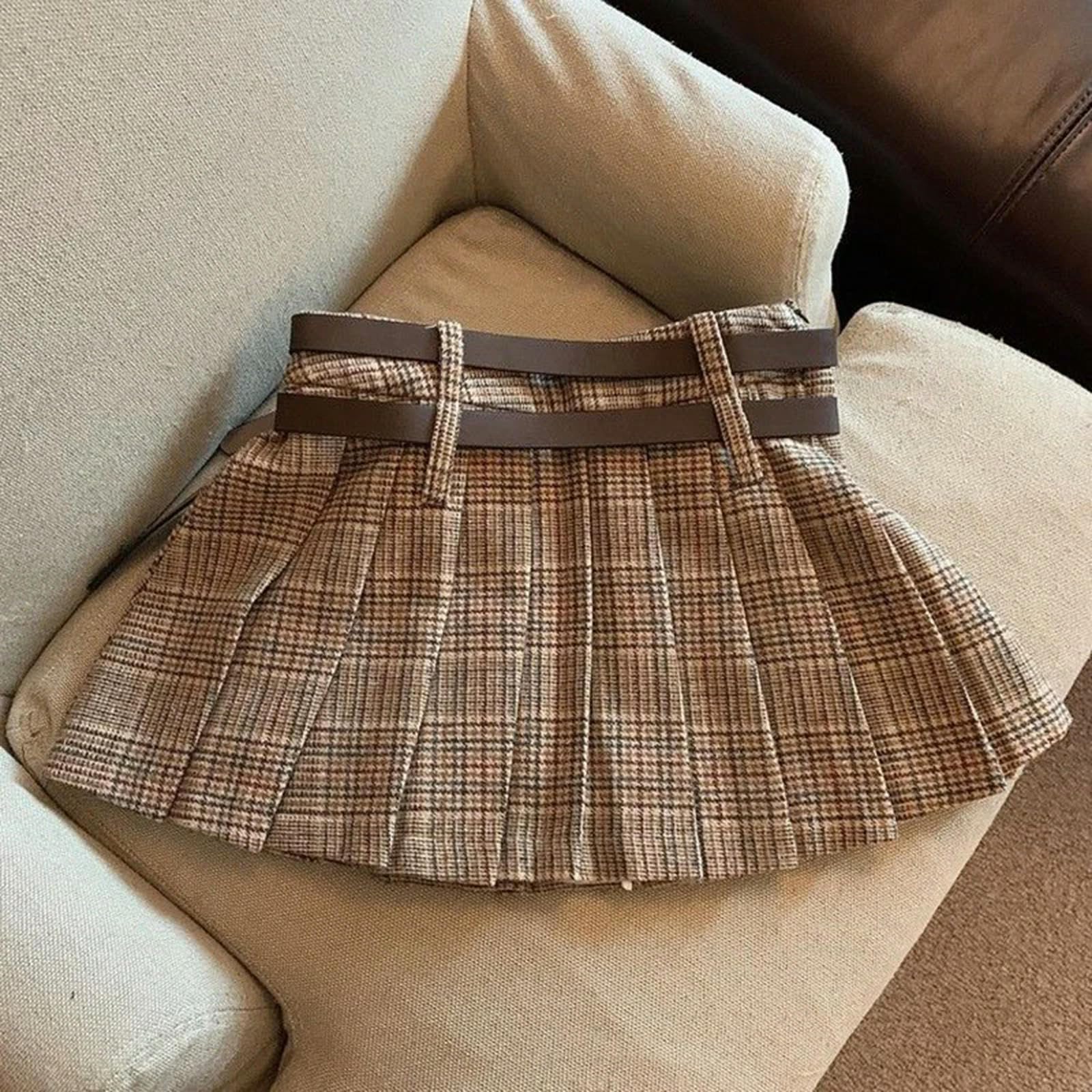 Gonna Lunga Donna Mini Gonne A Quadri per Cintura Vintage Streetwear A Pieghe con Pieghe in Piena Piena in Piena