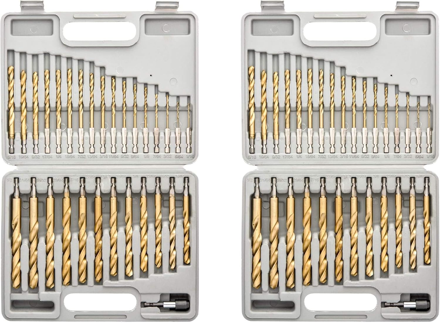 Tooluxe 10055L Titanium Coated Hex Shank Drill Bit Set, 30 Piece | Quick Change Design | 1/16" - 1/2" - Jobber Drill Bits - 