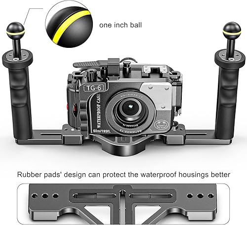 Miniatura 94 de Seafrogs - Brazo de cámara de buceo subacuático de 1 pulgada, abrazadera de bola submarina estándar negra para sistema de luz de fotografía