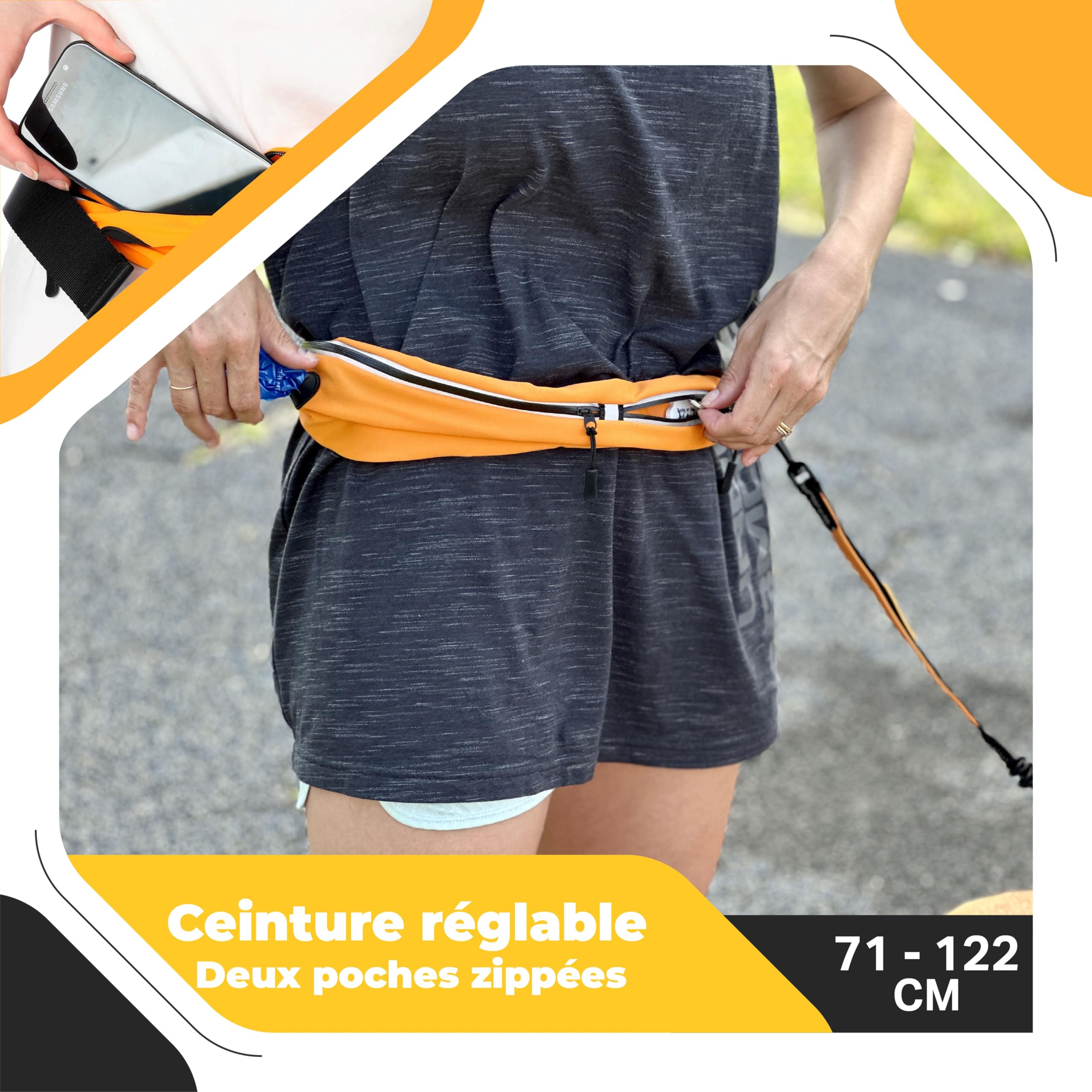 Barkswell Laisse Canicross Chien - Baudrier Canicross - Ceinture Canicross - Laisse Main Libre
