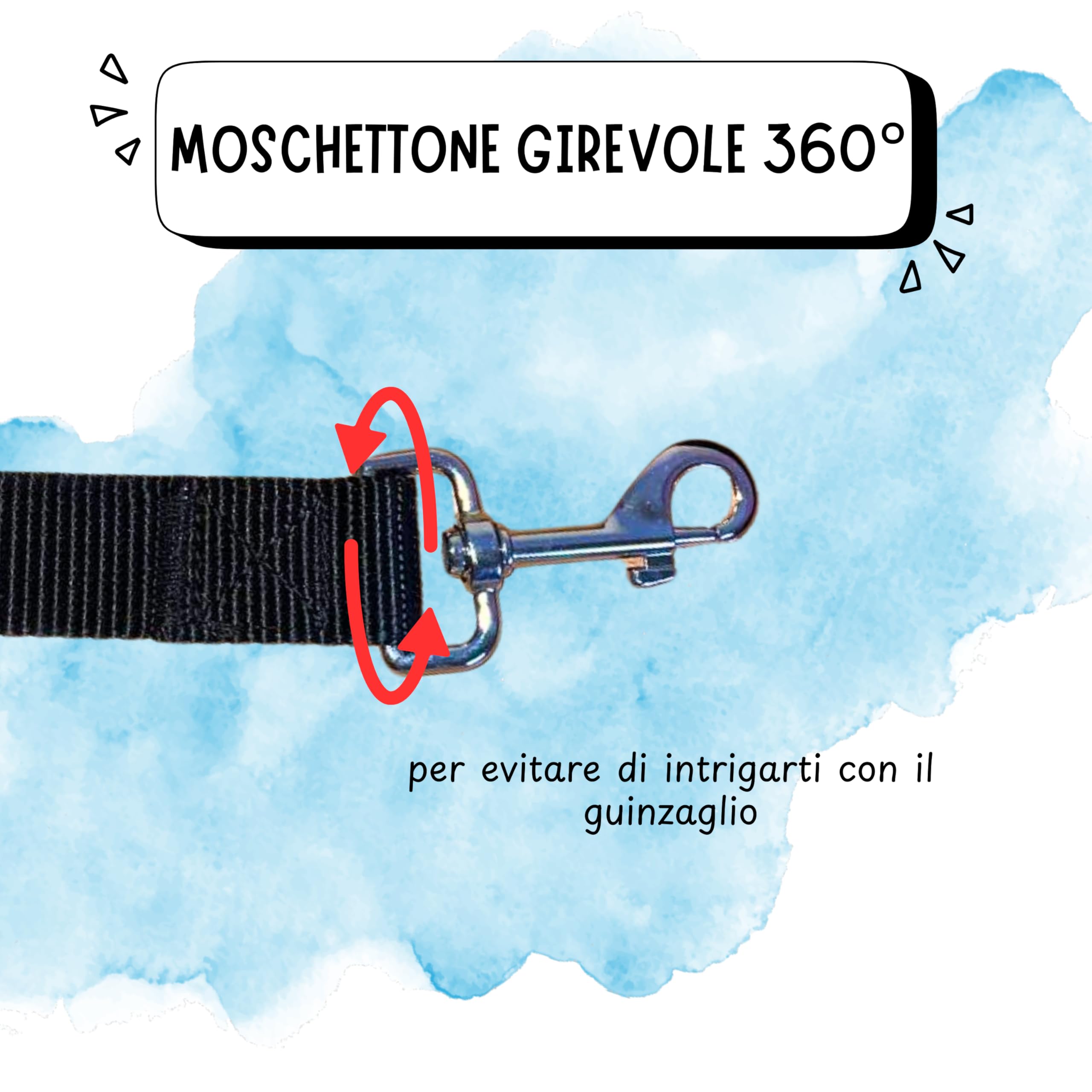 Lunghina Cane 10 Metri in Nylon Resistente – Guinzaglio Addestramento per Cani con Moschettone Girevole Antigroviglio - Nero