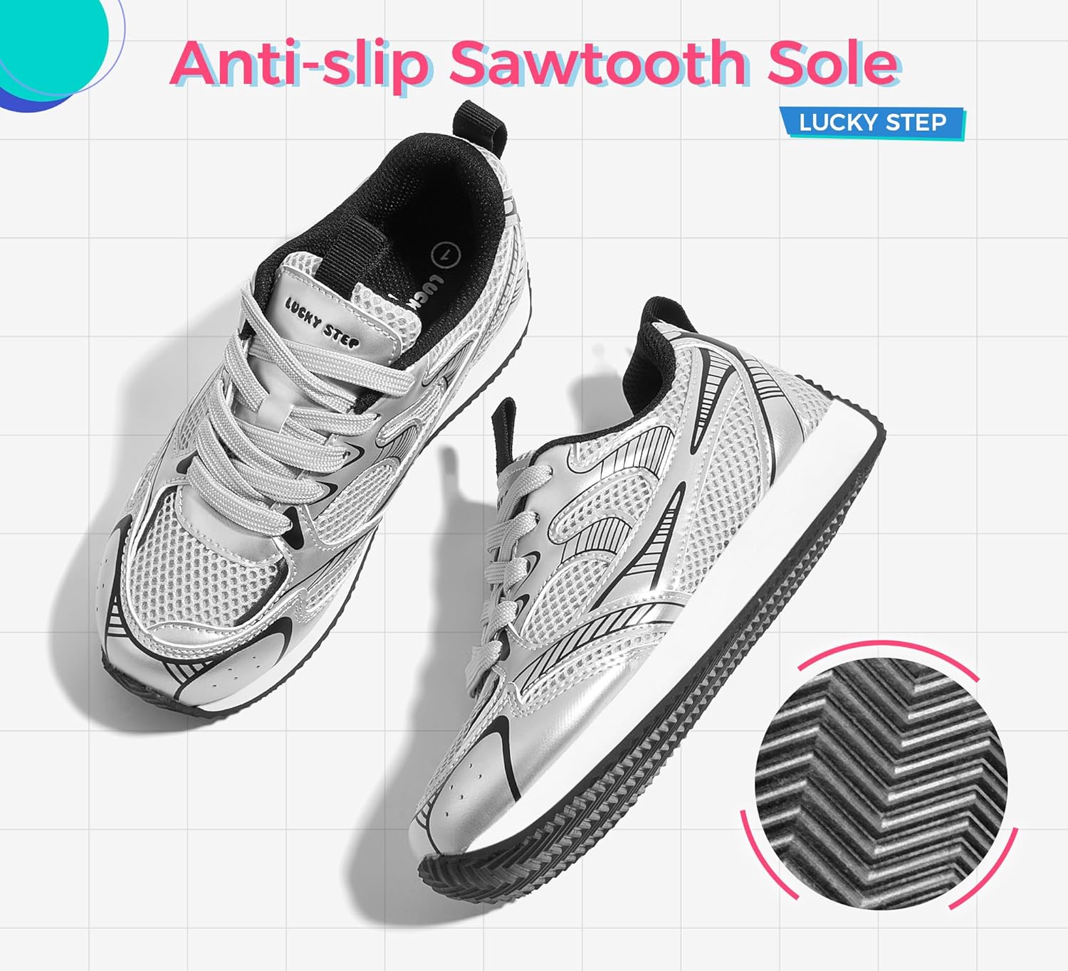 LUCKY STEP Kids Reteo Fashion Sneakers Girls Boys Breathable Mesh Tennis Casual Walking Shoes for Big&Little Kid and Toddler Athletic Trainers - Image 2