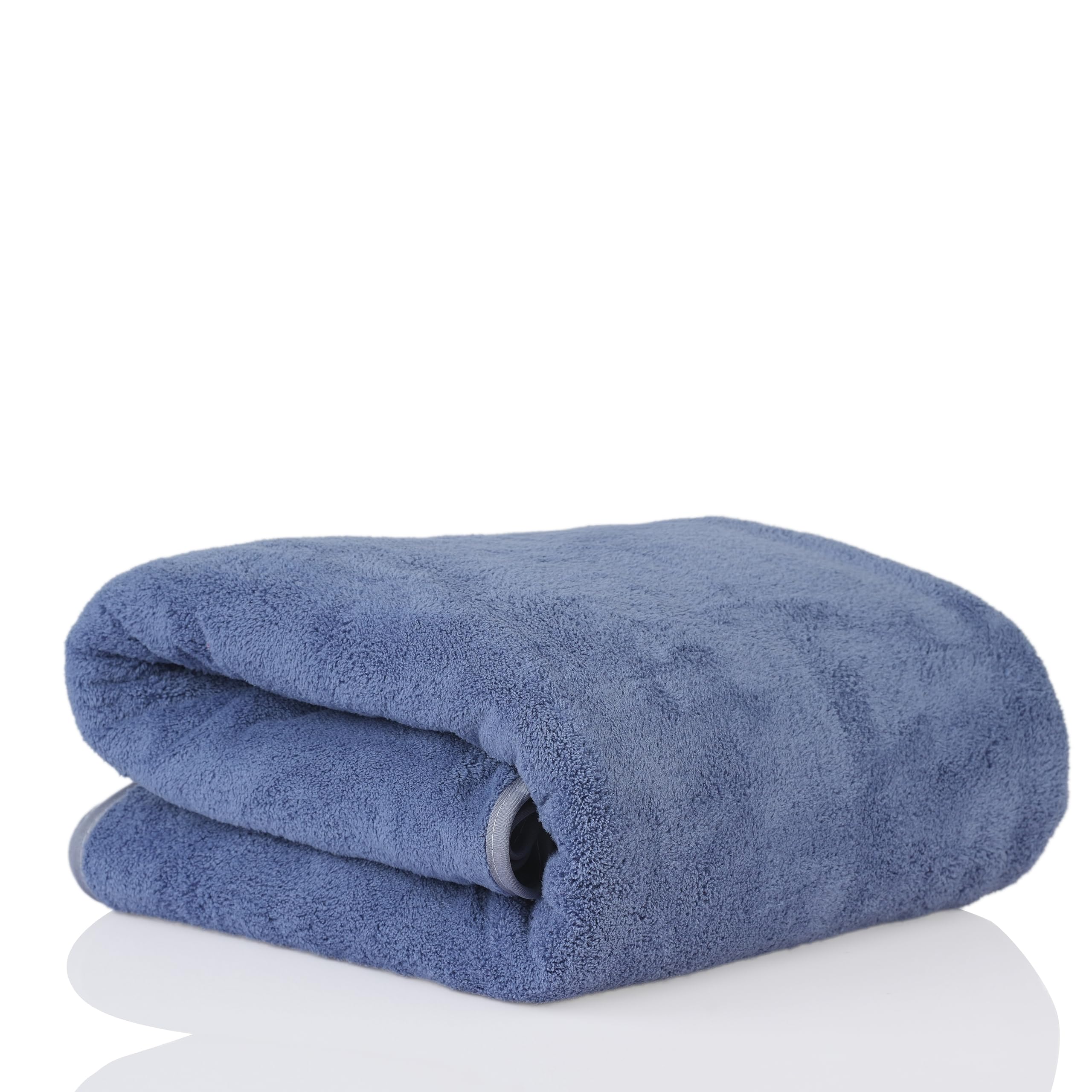 Toallas de baño de microfibra (70 x 140 pulgadas), felpa extrasuave y de secado rápido, alta absorción, con toallas de baño de gran tamaño (paquete de 1) (azul oscuro)
