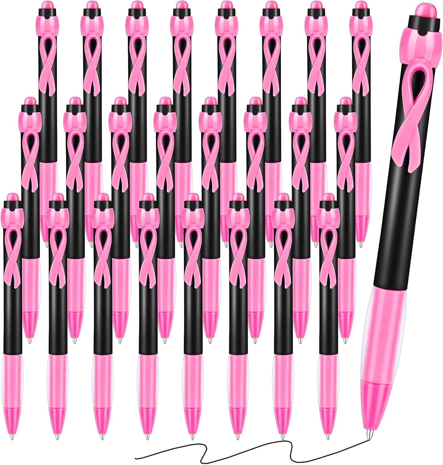 Aodaer 144 pcs Breast Cancer Awareness Gel Pens with Pink Ribbon (1.0mm)