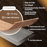 Vista 109 de GSCIT Club Bandas de borde de roble, rollo de 1 pulgada x 10 pies de bandas de borde de chapa - Cinta de madera real flexible previamente pegada