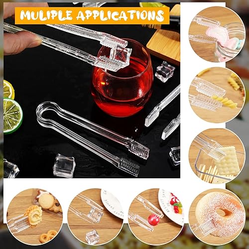 Miniatura 6 de Nuogo 48 pinzas de plástico para servir bufé, pinzas de cocina transparentes de 6.3 pulgadas, mini utensilios para servir alimentos, ensaladas de