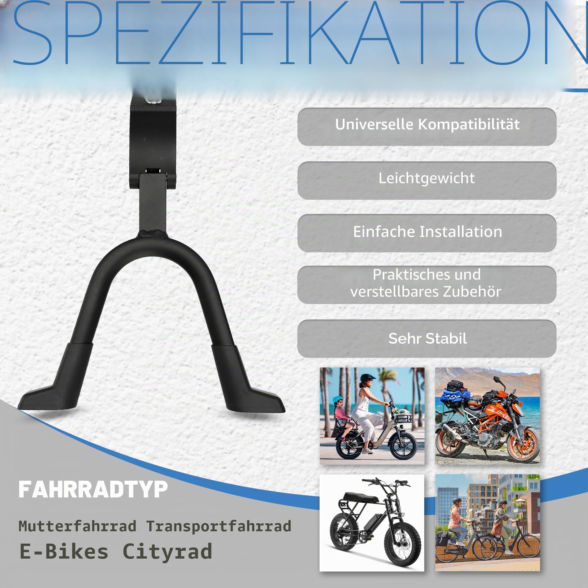 Fahrradständer Doppelbein 28 Zoll - Stabiler Zweibeinständer für E-Bikes & Transporträder | Universal & Extra Stark | Mittelständer für Mutter Fahrrad & Schwere Fahrräder