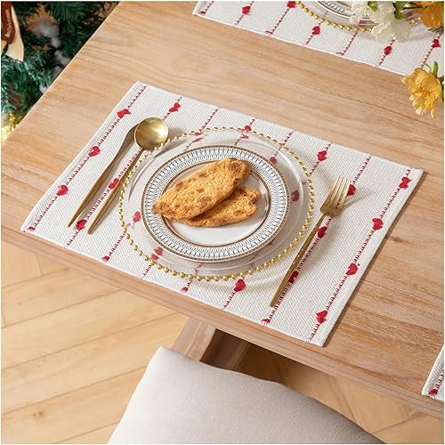 Miniatura 16 de Juego de 4 manteles individuales bohemios para decoración de mesa de comedor, manteles individuales de tela tejida para decoración del hogar estilo