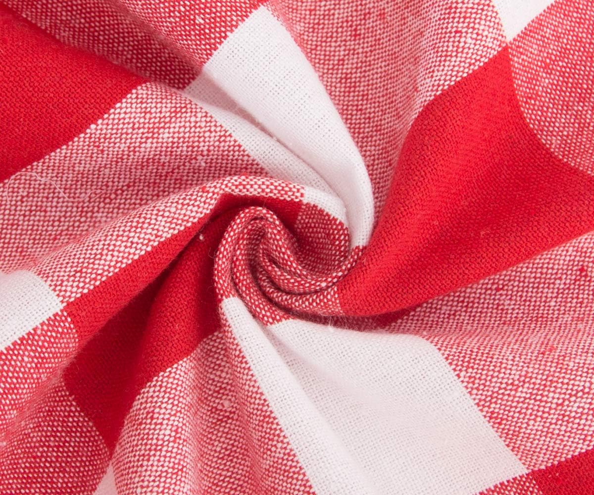 Red Round Tablecloth 60 inch, 100% Cotton, Checkered Tablecloths, Farmhouse Tablecloths, Wedding Outdoor Table Cloth, Gingham Cotton Round Tablecloth for Holidays, Red Buffalo Plaid Table Cover