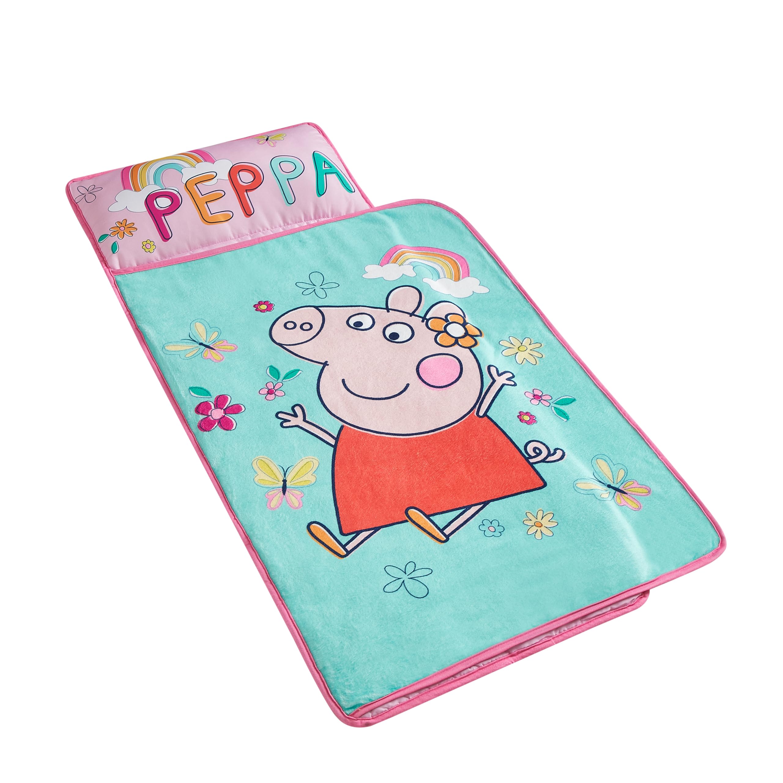 Super Soft Plush Toddler Quilted Nap Mat with Built in Blanket and Pillow