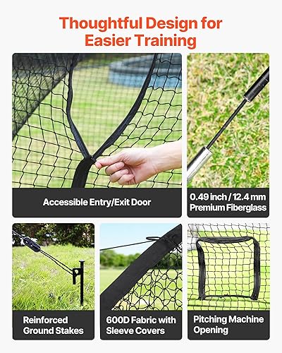 Miniatura 4 de VEVOR Baseball Batting Cage,12223340 FT Fiberglass Portable Batting Cage,Hitting Cages for Baseball & Softball Solo or Team Training,for Backyard