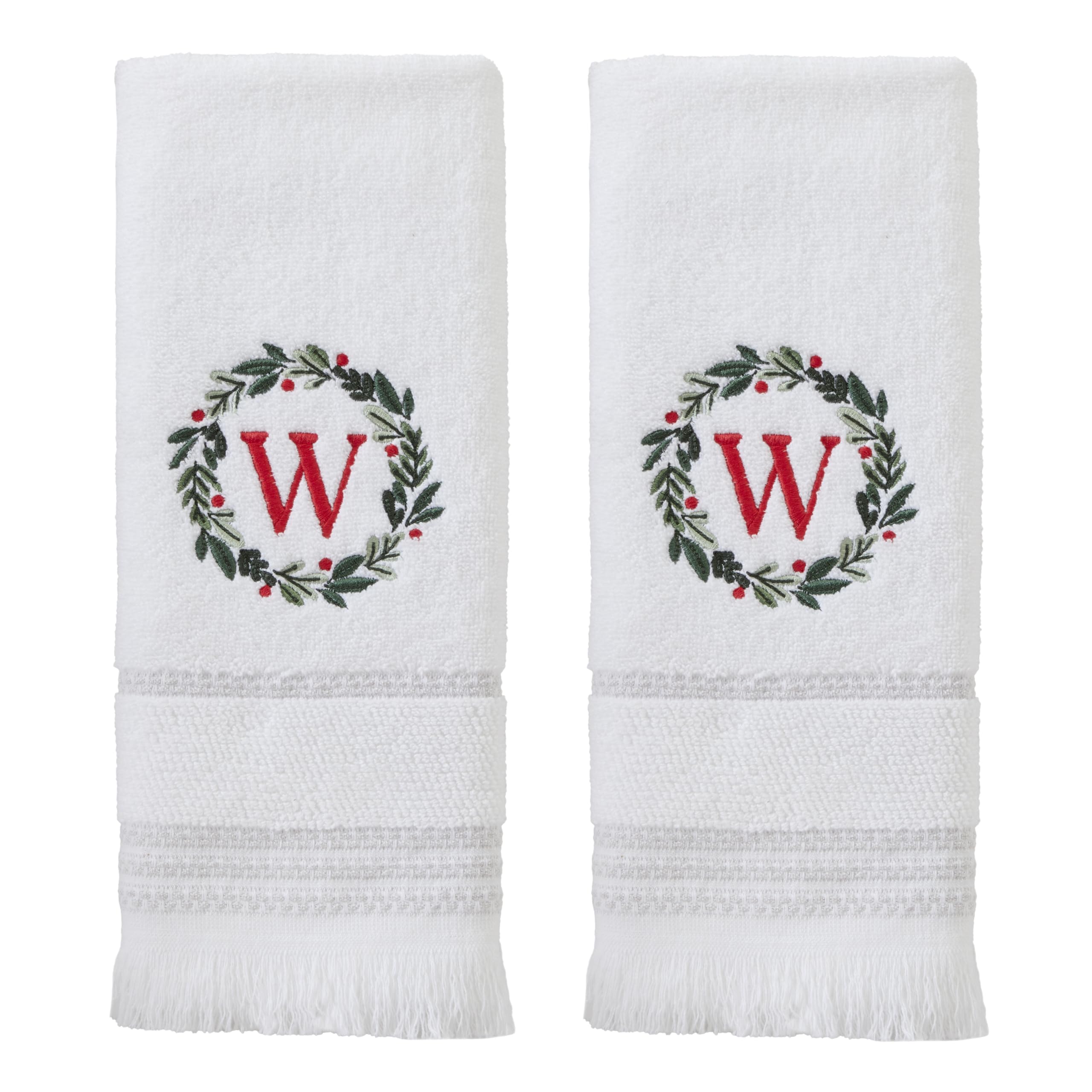 SKL Home Wreath Monogram Hand Towel (2-Pack),W