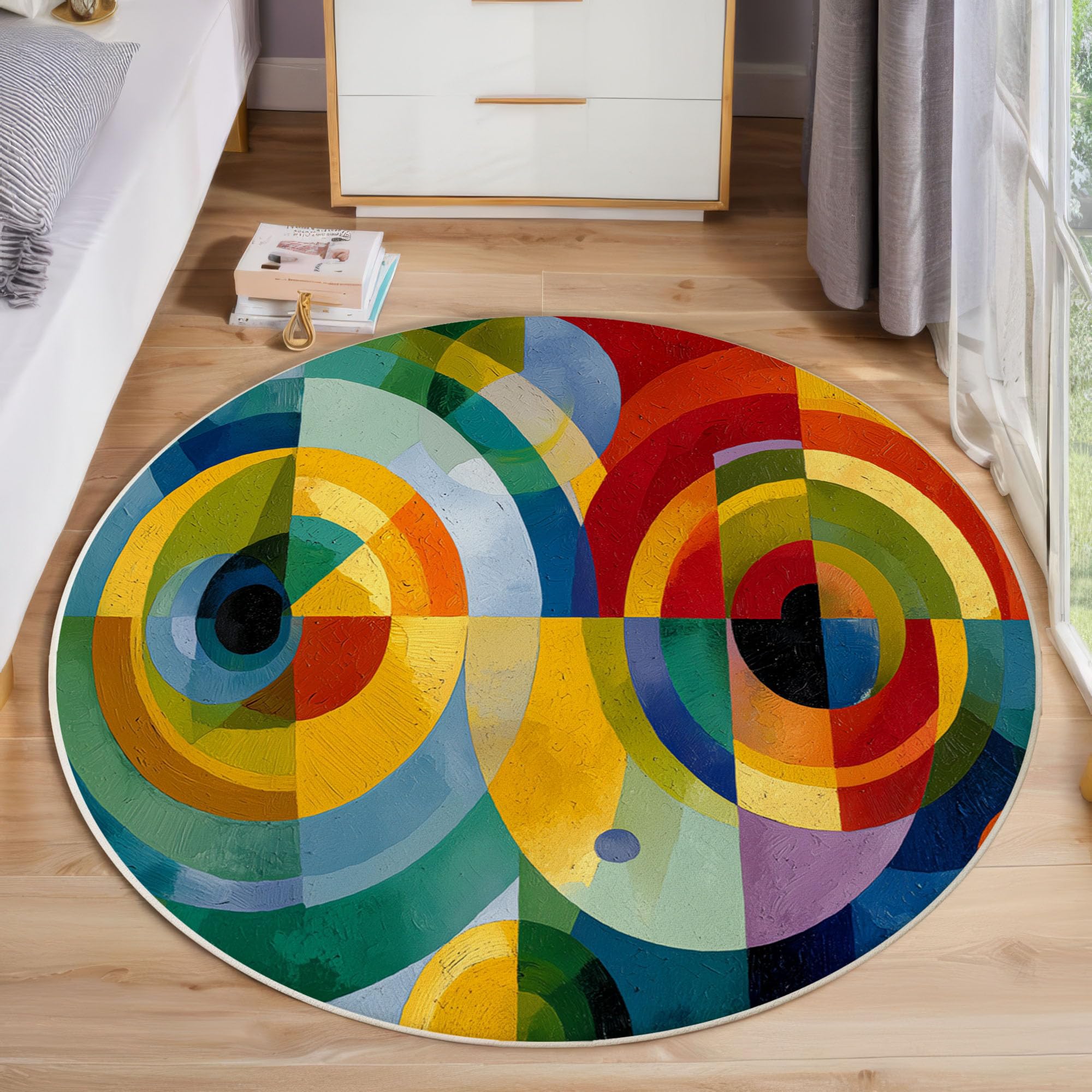 Tapis sarcelle lavable et antidérapant avec motif abstrait géométrique de 200 cm