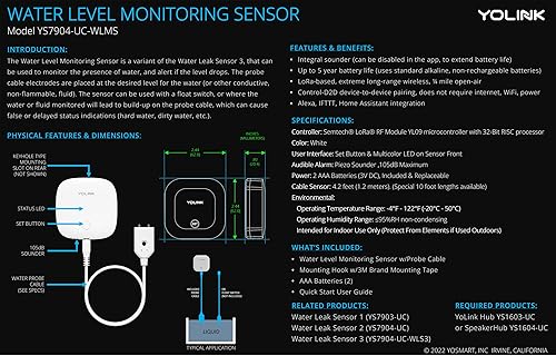 Miniatura 2 de YoLink Sensor de fugas de agua 3, con sirena integrada de hasta 105 dB, compatible con Alexa e IFTTT - SpeakerHub incluido