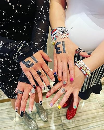 Miniatura 6 de 20 calcomanías temporales de tatuajes número 13, 13 tatuajes de mano, accesorios para conciertos, rave, regalos para cantantes, canciones inspiradas