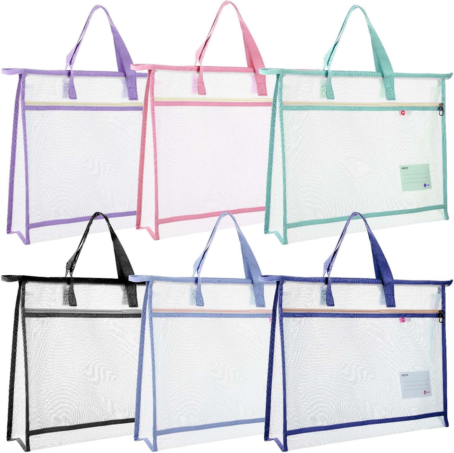 6 Pcs A3 Project Bag for Quilting Craft Storage with Handles for Art Bag Tote Bags File Carrying Storage