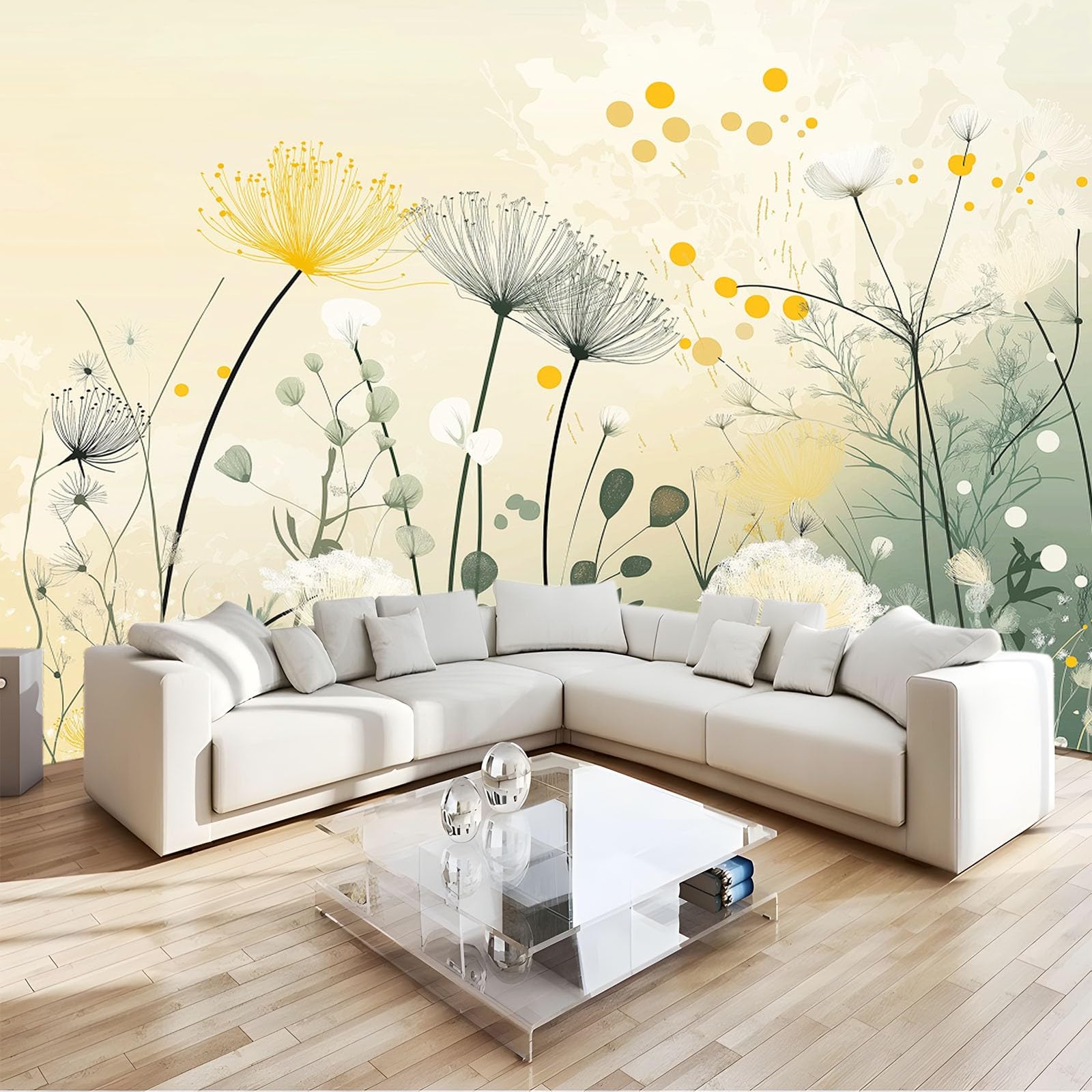 Générique Papier Peint Panoramique Fleurs Sauvages Plantes Fleurs 250x175 cm Papier Peint Intissé Mural, Poster Geant Mural 3D, pour Salon Chambre d'enfants restaurant Décoration Murale