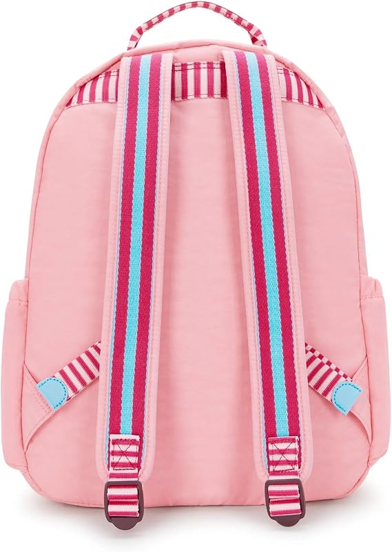 Kipling Women's Seoul 15 Laptop Backpack, Durable, Roomy with Padded Shoulder Straps, Built-in Protective Sleeve, Coral Sea C, 12.75''L x 17.25''H x 8''D, Seoul 15 Laptop Backpack, Durable, Roomy