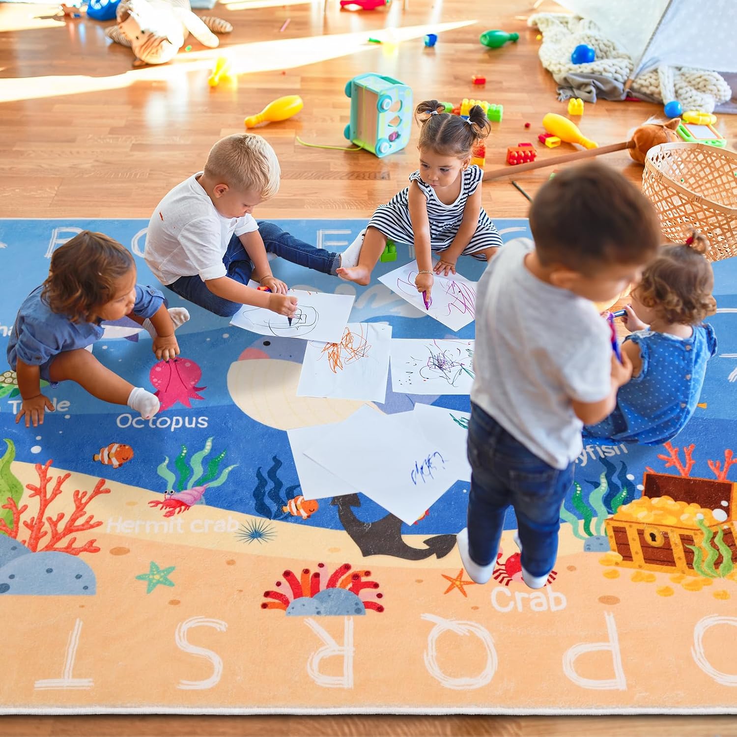 Kid Rugs for Playroom,78.7X59 ABC Alphabet Whale Martinique | Ubuy