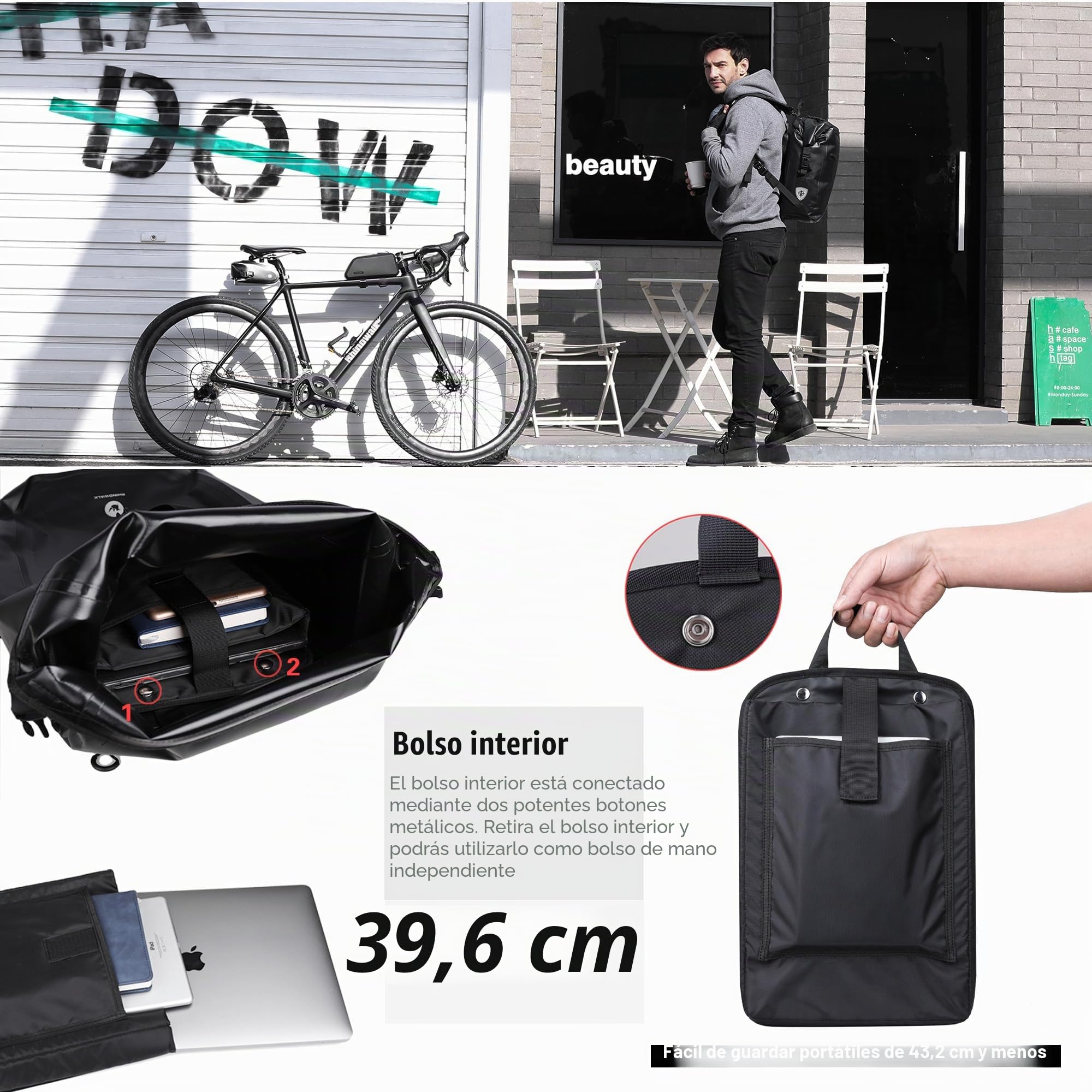 ENJOHOS Alforjas Bicicleta Impermeable Mochila Portátil Bici Multifuncional Bolsa Bicicleta para Portaequipajes Bicicleta Trasero Maleta Bolsa de Viaje Lateral Ciclismo MTB, Negro-27L