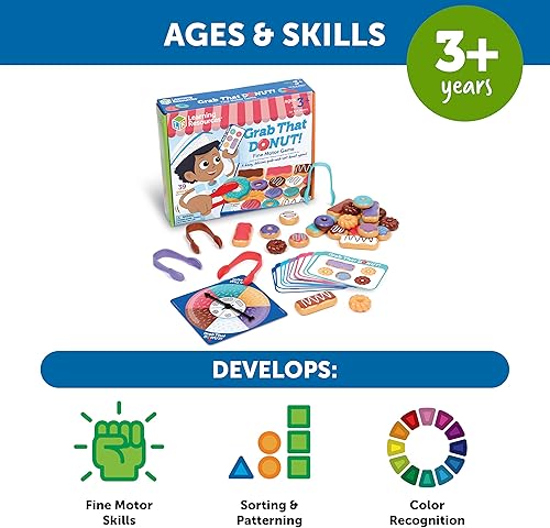 Miniatura 5 de Learning Resources Juego de motricidad fina para niños pequeños, juguetes de panadería, juegos de mesa, clasificación de colores, regalos para niños