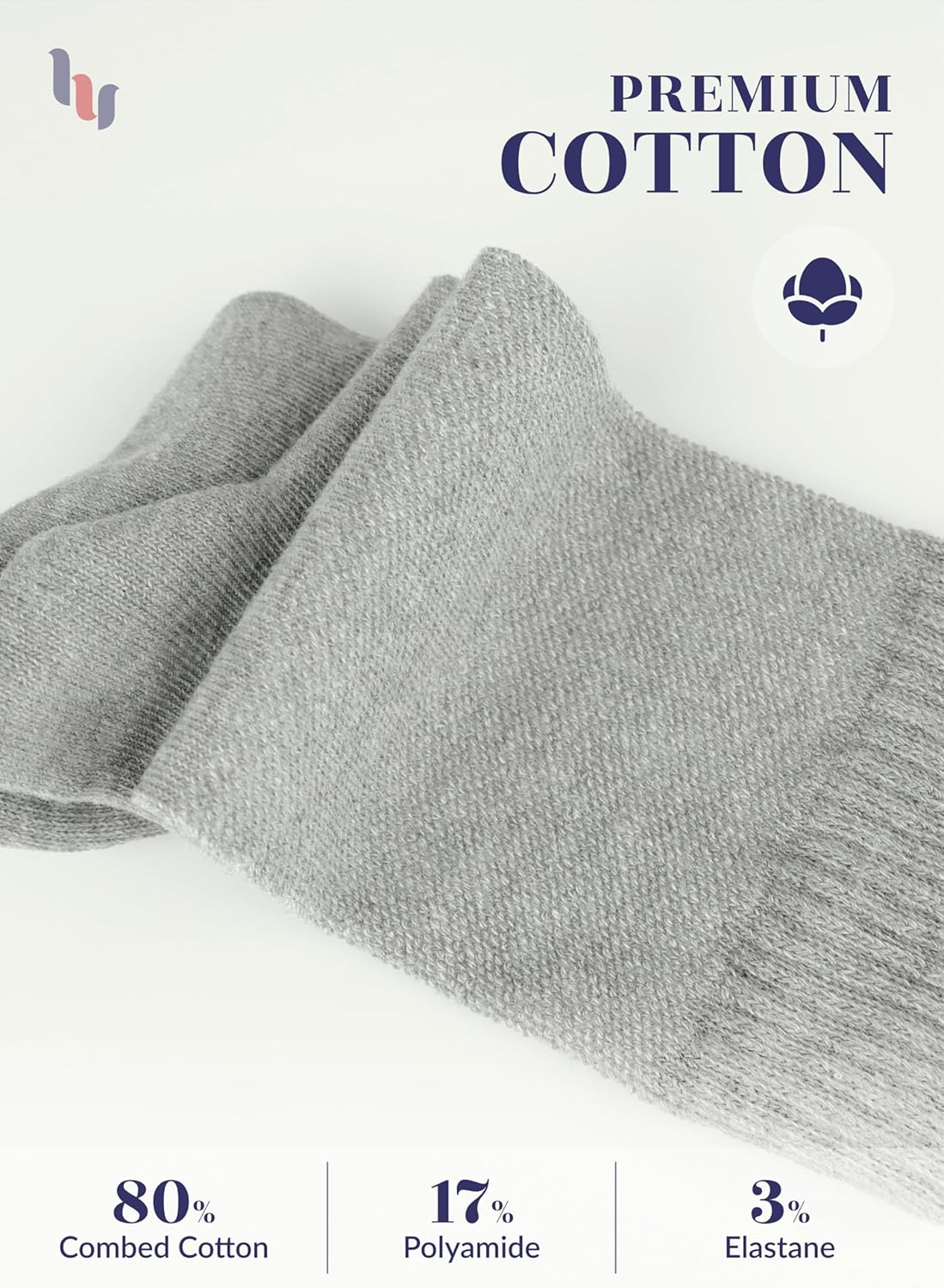 Hugh Ugoli Diabetic Socks for Men, Non-Binding, Moisture Management, Loose Fit, Wide, Seamless, Edema Neuropathy, Size M/L/XL - Image 3