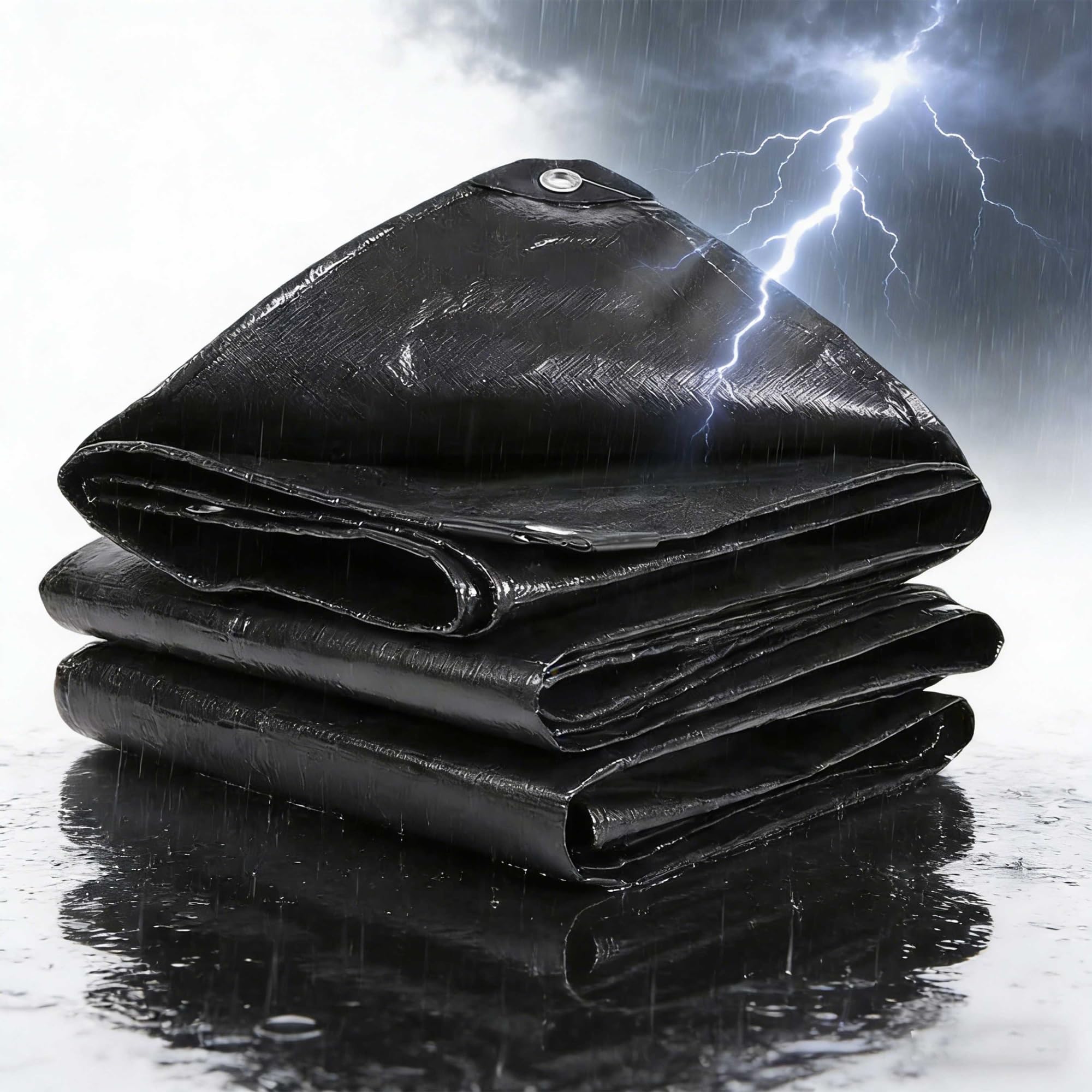 Bâche Imperméable,200g/m² PE 3.6x7m Bâche de Protection Extérieur en Polyéthylène,Anti UV Bache Camion,avec œillets Toile de Protection Pergola,Serre,Baches Imperméables pour Exterieur,Noir