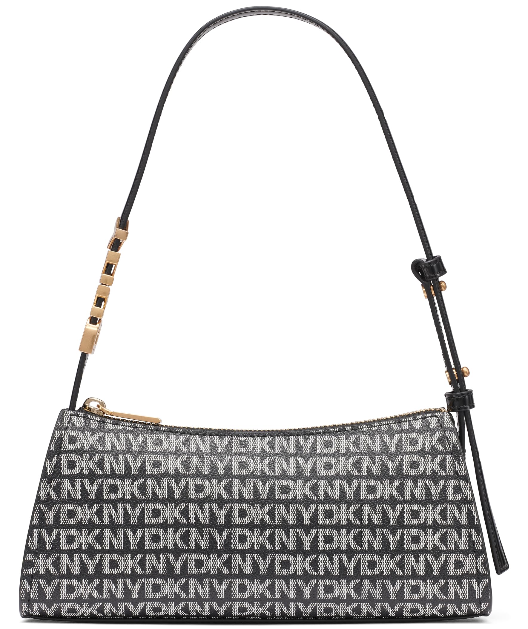 DKNY Women's Avril Top Zip Shoulder Bag, Black and Black Logo, Black And Black Logo, Small
