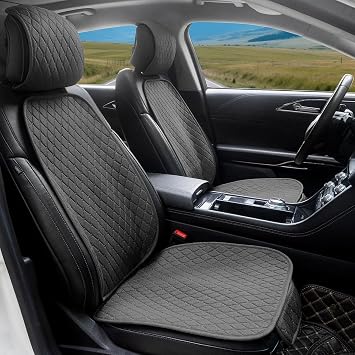 2pcs Linen Car Seat Covers for Toyota Avensis Combi T27 T25 T22 Station 2014-2018, Front Protector Seat Cushion Breathable Non-Slip Protection with Backrest Protector Interiors Accessories