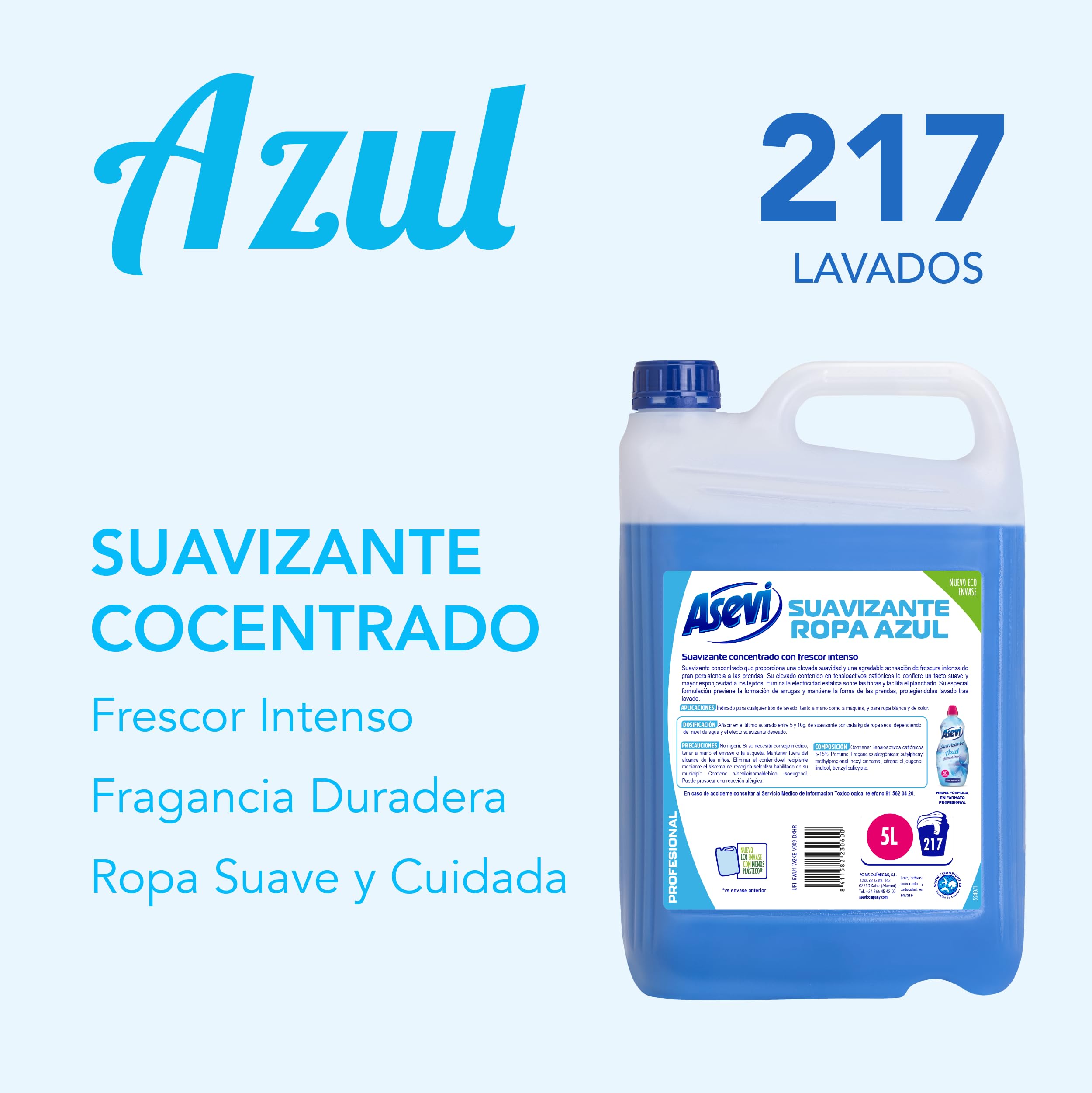 asevi Professional 23060 Weichspüler, 5 l, blau